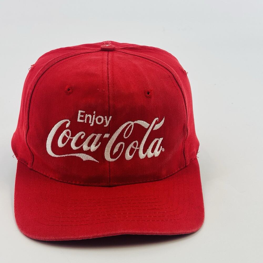 Vintage Coca Cola Hat Cap SnapBack Red Script 90’s